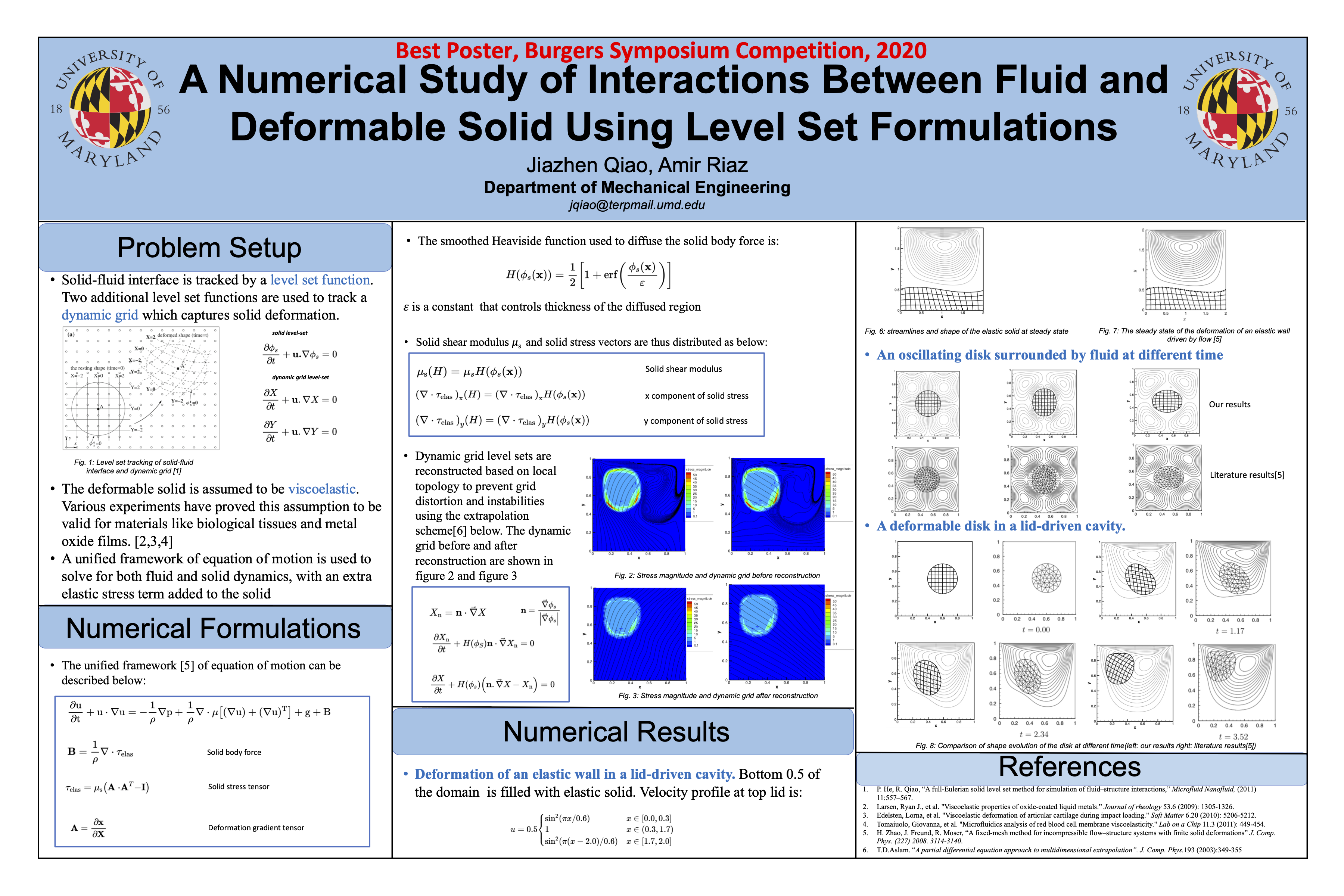 Best Poster: A Numerical Study of Interactions Between Fluid and Deformable Solid Using Level Set Formulations